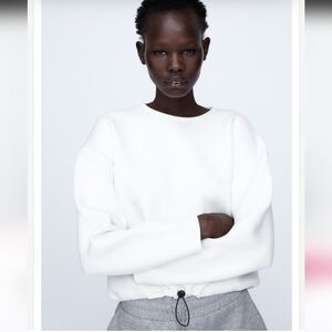 Truth by Republic Ivory Neoprene Toggle Sweatshirt Size Medium NWT